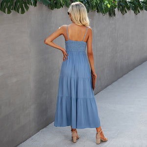 Patchwork Lace Sling Maxi Dress