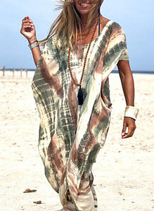Casual Tie-Dye Short-Sleeved Loose Maxi Dress