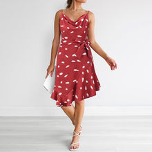 Load image into Gallery viewer, Elegant Printed Ruffle Hem Mini Dress
