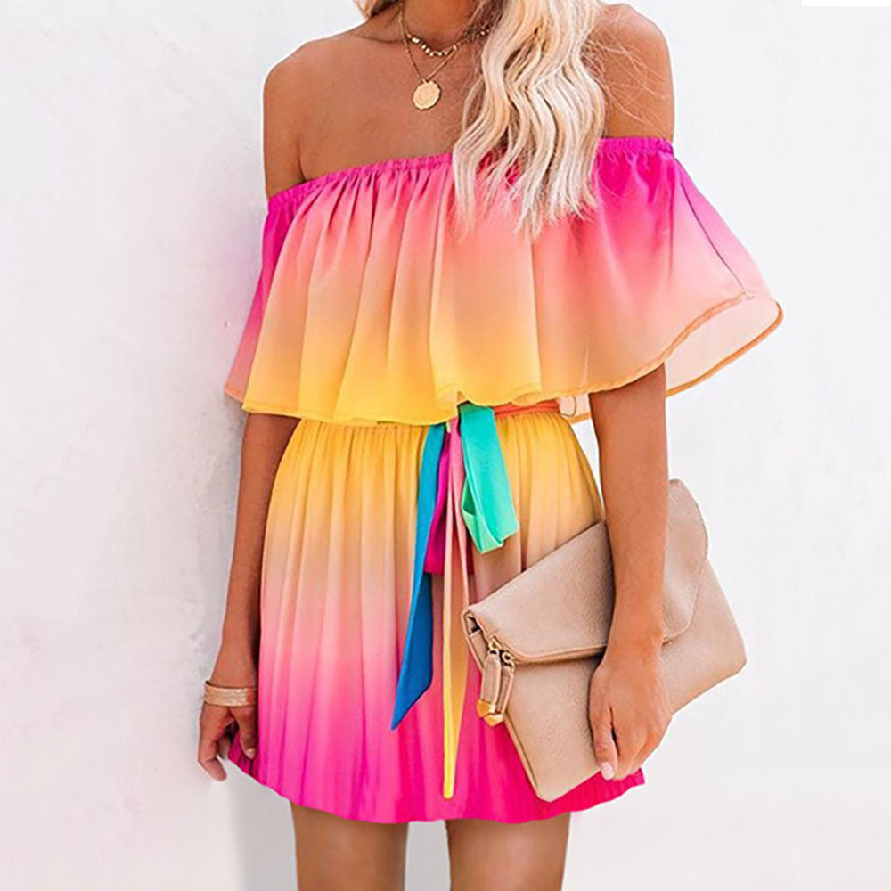 Gradient One-Shoulder Mini Dress