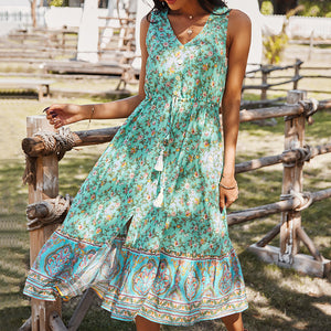 Casual Holiday Style Floral Printed Dress