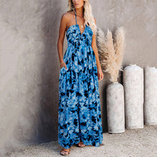 Load image into Gallery viewer, Elegant Printed V-Neck Halter Maxi Dress
