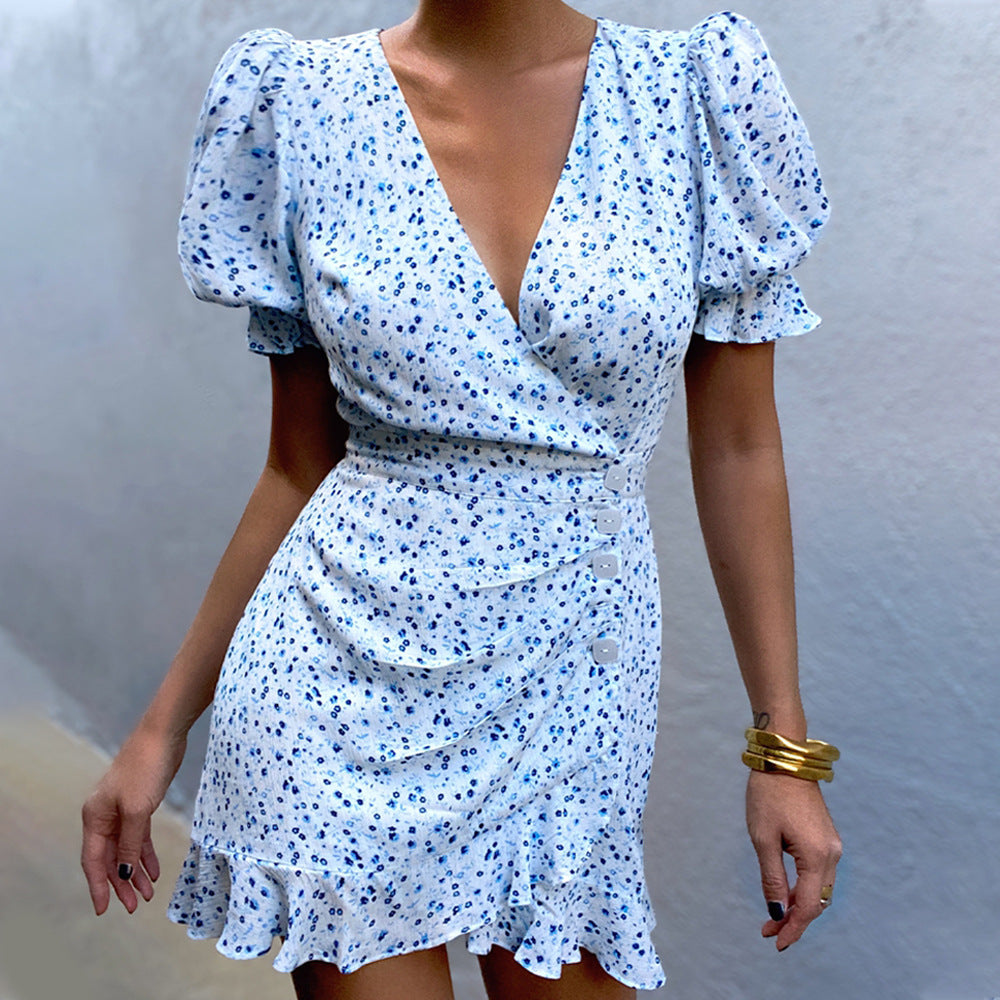 V-Neck Ruffle Dress