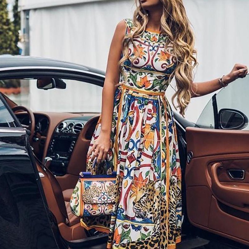 Retro Elegnat Printed Dress