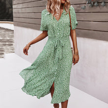 Load image into Gallery viewer, V-Neck Printed Short-Sleeved Dress
