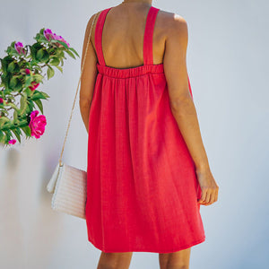 Solid Color Off-The-Shoulder Mini Dress