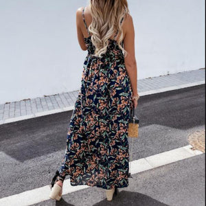 Sleeveless Sling Printed Bohemian Maxi Dress