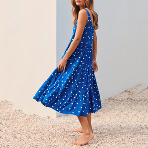Blue Polka Dot Maxi Dress