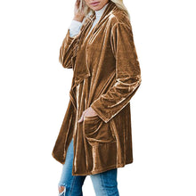 Load image into Gallery viewer, Gold Velvet Mid-length Trench Coat

