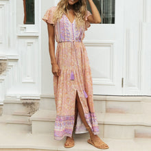 Load image into Gallery viewer, Bohemian Floarl Printed V-Neck Vacation Dress
