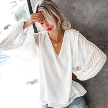 Load image into Gallery viewer, V-neck Pullover Texture Long-sleeved Chiffon Shirt
