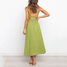 Load image into Gallery viewer, Solid Color Backless Cotton And Linen Dress
