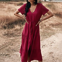 Load image into Gallery viewer, Solid Color V-Neck Dress
