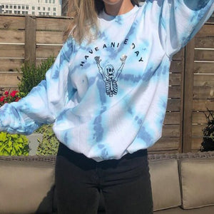 Cute Tie-Dye Printed Casual Sweatshirt