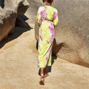 V Neck Tie-dye Printed Dress