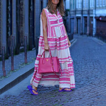 Load image into Gallery viewer, Geometric Print V-Neck Sleeveless Maxi Dress
