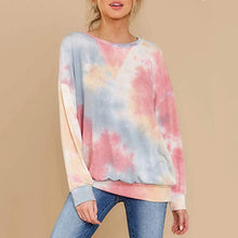 Load image into Gallery viewer, Tie Dye Round Neck Long Sleeve Tops
