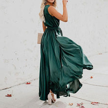 Load image into Gallery viewer, Boho Solid Color V Neck Maxi Dress
