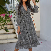 Load image into Gallery viewer, V-Neck Simple Print Maxi Dress
