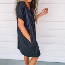 Load image into Gallery viewer, Casual round neck short sleeve dress
