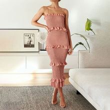 Load image into Gallery viewer, Solid Color Sling Ruffle Cake Dress
