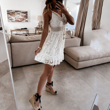 Load image into Gallery viewer, Sexy V-Neck Embroidered Lace Mini Dress
