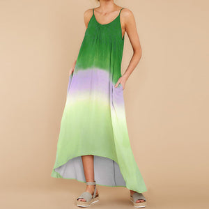 Gradient Color Sling Maxi Dress