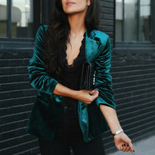 Load image into Gallery viewer, Slim Gold Velvet Blazer Coat
