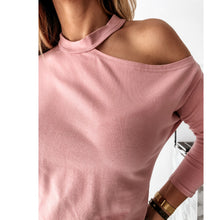 Load image into Gallery viewer, Long Sleeve Halterneck Stitching Top
