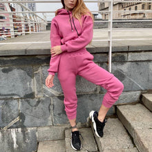 Load image into Gallery viewer, Casual Hooded Sweatshirt + Pants Set
