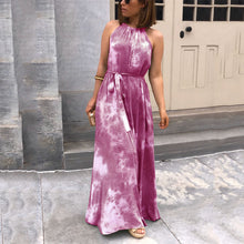 Load image into Gallery viewer, Tie-Dye Printed A-Line Sleeveless Maxi Dress
