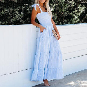 Elegant Stripe Printed Maxi Dress