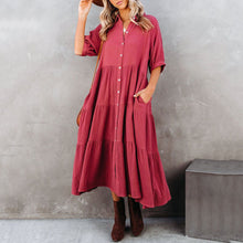 Load image into Gallery viewer, Elegant Butoon Cottton Casual Maxi Dress
