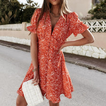 Load image into Gallery viewer, Printed Buttons Sexy Mini Dress
