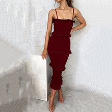 Load image into Gallery viewer, Solid Color Sling Ruffle Cake Dress
