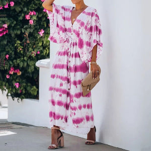 Casual V-Neck Tie-Dye Maxi Dress