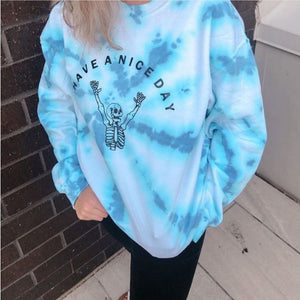 Cute Tie-Dye Printed Casual Sweatshirt