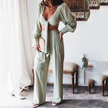 Load image into Gallery viewer, Lace-up Waistless Top + Pants Casual Set
