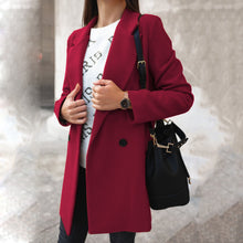 Load image into Gallery viewer, Solid Color Long-Sleeved Double-Breasted Buttoned Coat
