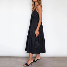 Load image into Gallery viewer, Black V-Neck Sling Maxi Dress
