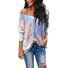 Load image into Gallery viewer, Tie-dyed V-neck Loose Long-sleeved T-shirt
