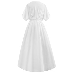 Deep V Short Sleeve Split Maxi Dress