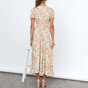 Chic Floarl Printed V-Neck Maxi Dress