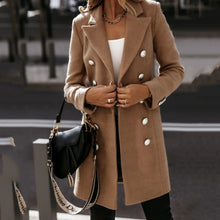 Load image into Gallery viewer, Double-Breasted Woolen Coat With Suit Collar
