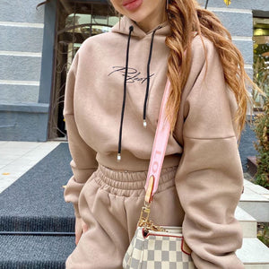 Casual Hooded Sweatshirt + Pants Set