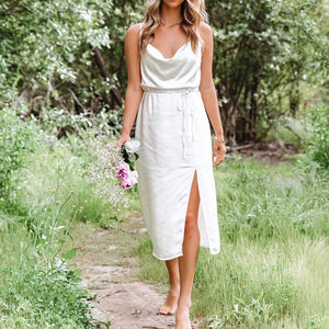 Irregular Satin Sling Dress