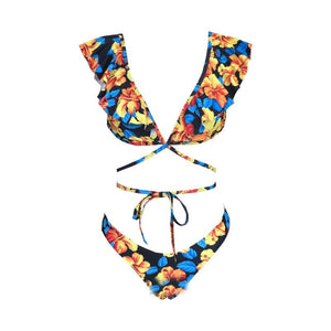 Sexy Ruffle Printed Bikini Swimwear