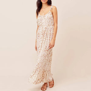 Elegant Sleeveless Ruffle Hem Vacation Maxi Dress