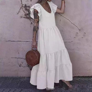 Elegant Ruffle Sleeve Casual Maxi Dress
