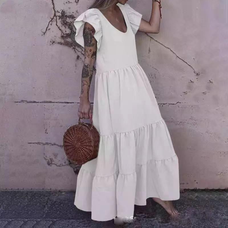 Elegant Ruffle Sleeve Casual Maxi Dress